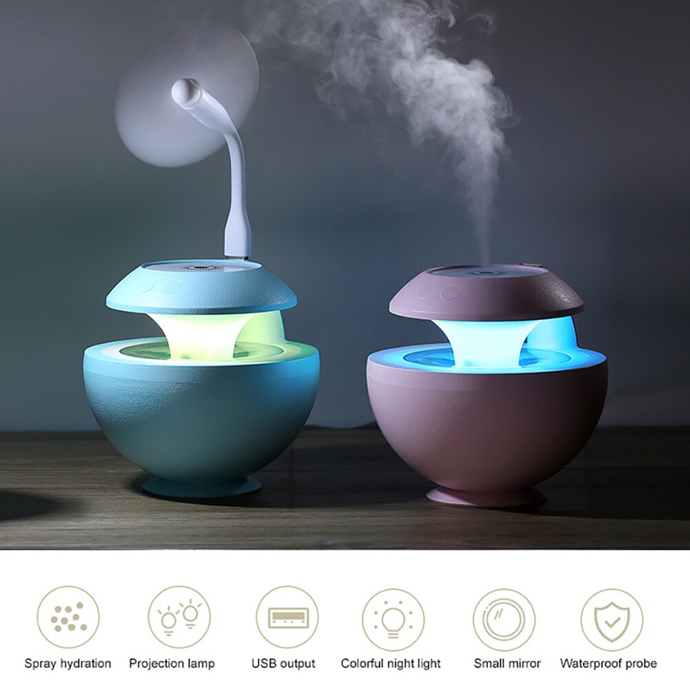 LED Humidifier Air Diffuser Purifier Backlight 6 in 1 USB ELF Night Light Shimmer Projection Humidifier Home Aroma