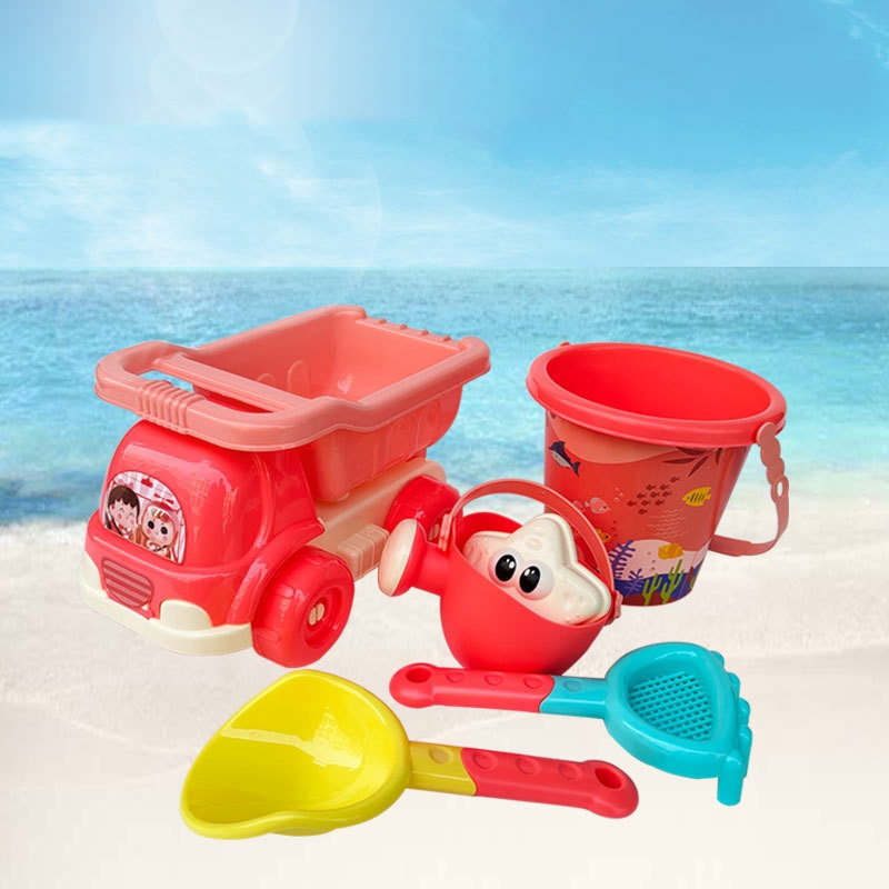 6Pcs Strand Emmer Zand Set Zand Play Zandbak Water Strand Speelgoed Seaside Tool Speelgoed Zand Auto Speelgoed Beach Party winkelwagen
