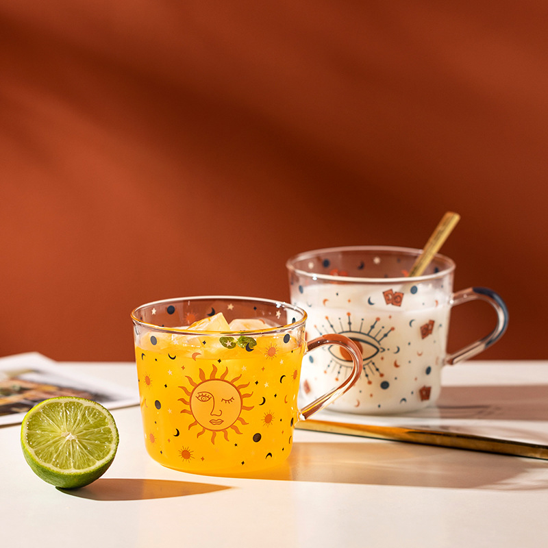 500ml Kreative Skala Glas Becher Frühstück Espresso Coffe Tasse Wein Gläser Haushalt Paar Wasser Tasse Sonnen Auge aufbringen Getränk