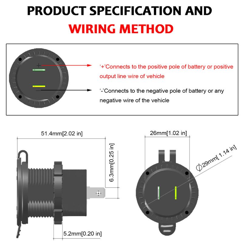 12V/24V Metalen Waterdichte Dual QC3.0 Usb Snelle Autolader Stopcontact Voltmeter