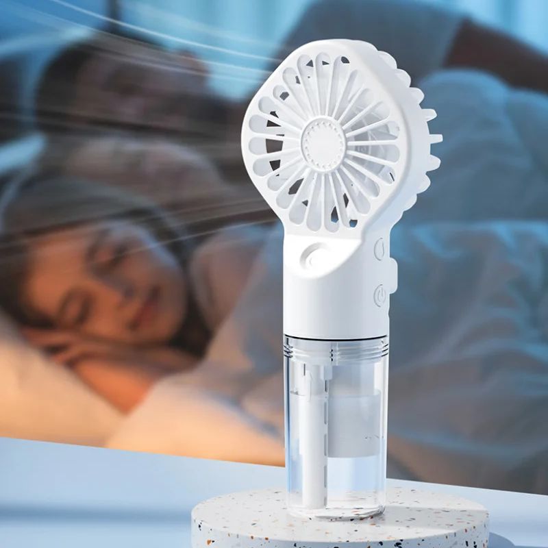 Xiaomi Tragbarer Luftbefeuchter-Ventilator, Mini-Hand-Nebelventilator, tragbarer wiederaufladbarer Handventilator mit Luftbefeuchter, Mini-Wassersprühventilator