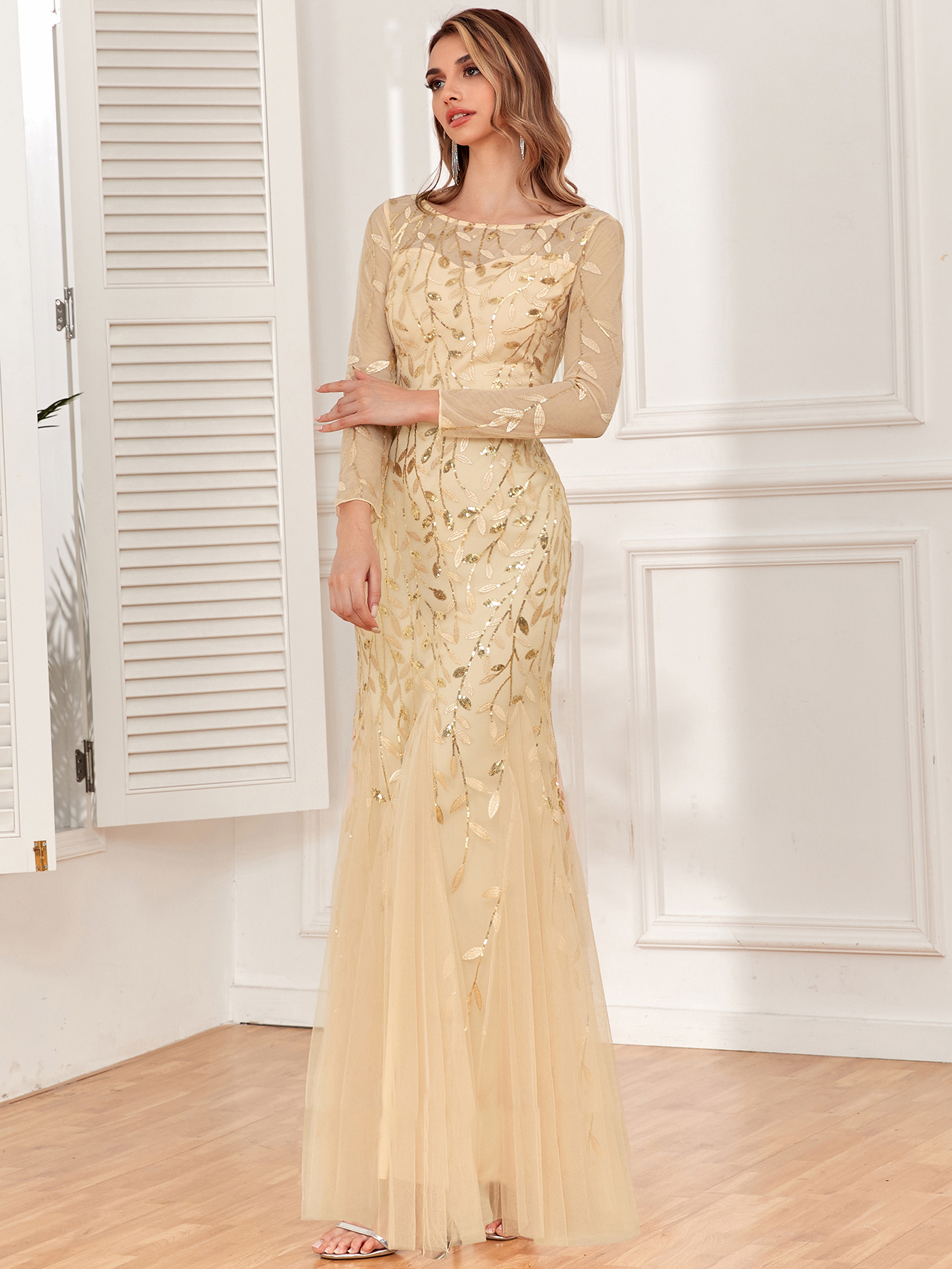 Sexy vintage Maxi Pailletten cocktail Kleid brautjungfer Prom Kleider für Frauen Lässige Party langarm club Bodycon Kleid vestidos