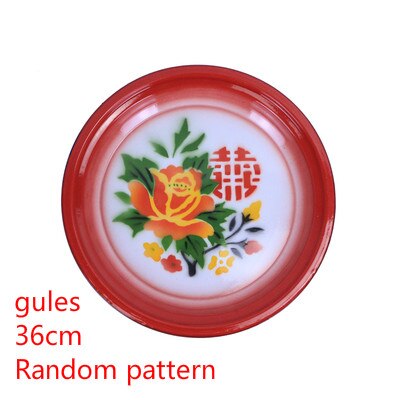 Disco de esmalte nostálgico antiguo, plato de té esmaltado, plato de fruta esmaltado, estilo chino.: Red-36cm