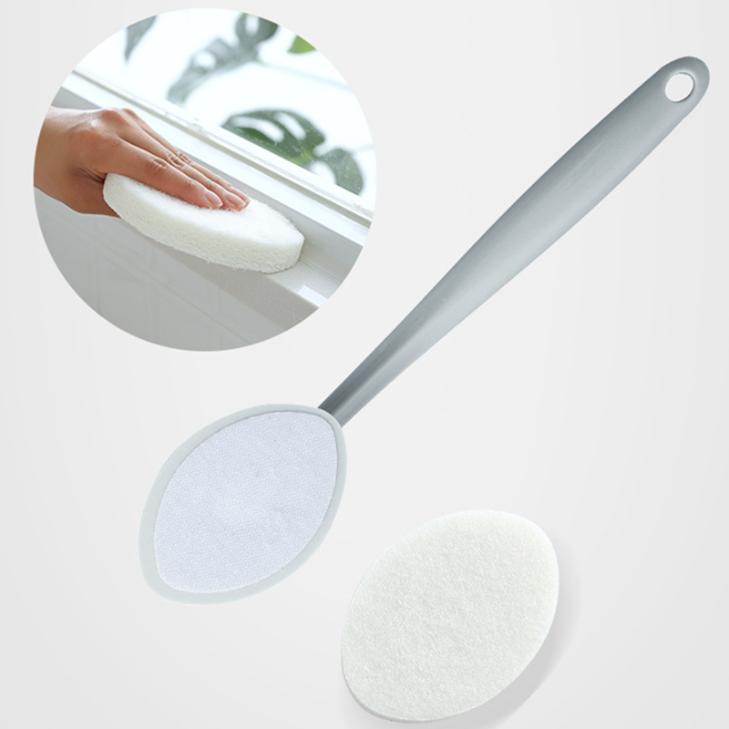 Escova de limpeza de piso de banheiro, esponja mágica para lavar louça, borracha multifuncional de plástico com cabo longo, utensílio de cozinha para casa