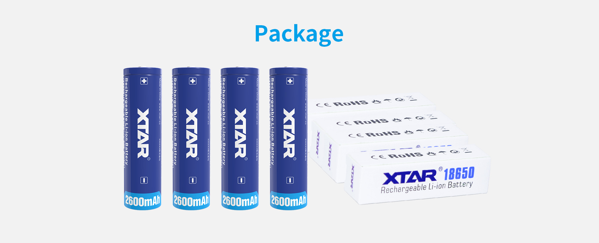 Akumulatory XTAR 18650 2600 mAh 3,7 V do latarek: SZARY