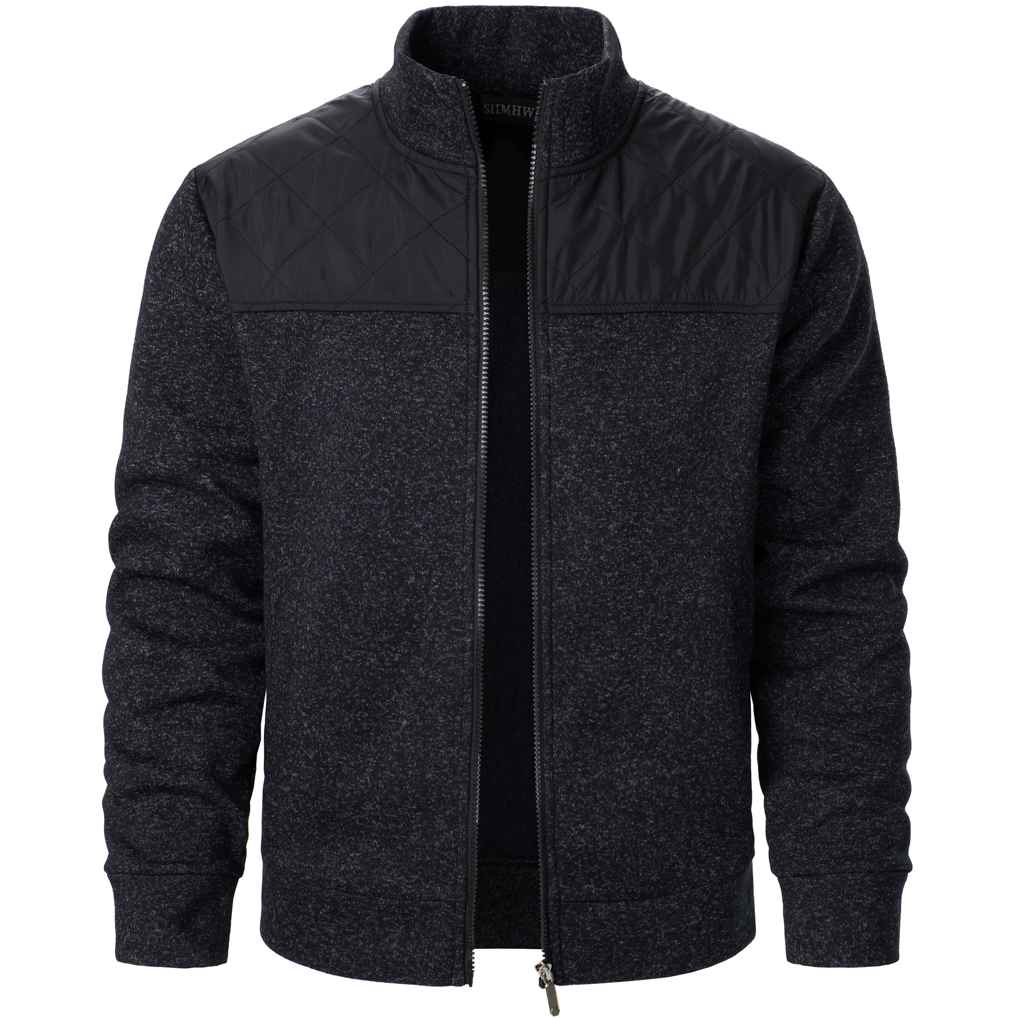 Manteau pull à col montant pour hommes, rayé, à carreaux, avec fermeture éclair, couleur, automne/hiver