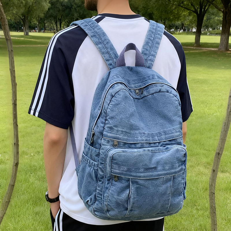 Denim Vintage Backpack Women Shoulder Bag Large Capacity Jeans School Bag Female Daily Backpack Simple Laptop Backpack