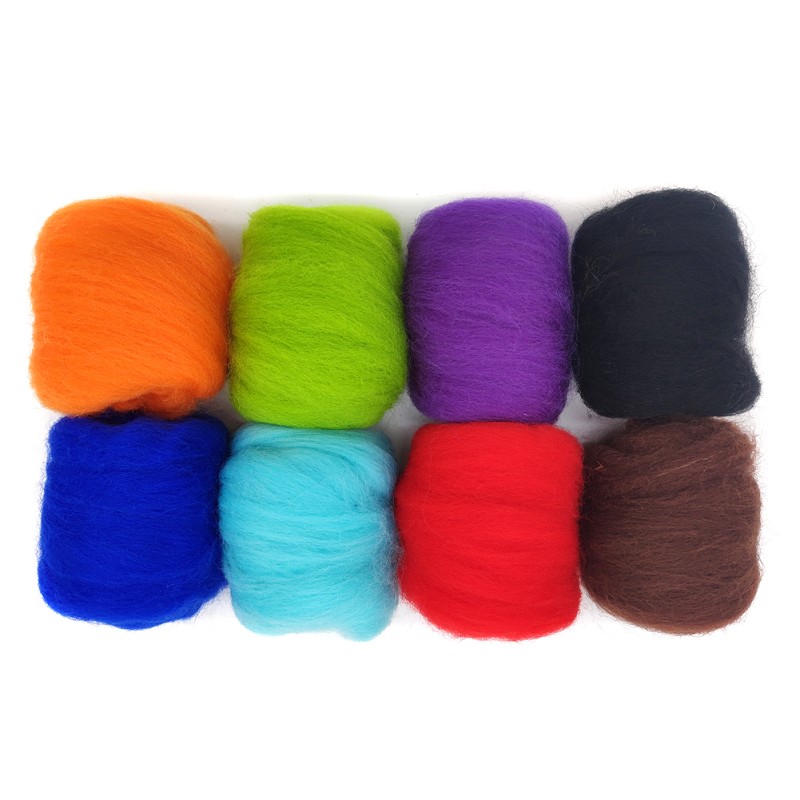 8 Pack Needle Felting Wool Roving 10g x 8 Color Total 80g Merino Wool 70S (19 Microns) Eco-friendly Super Soft Natural: No. 10