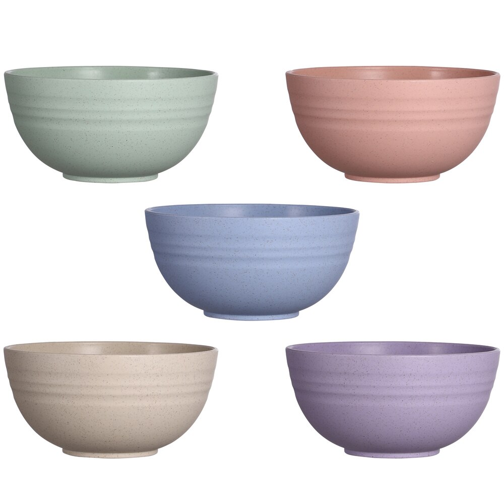 Hemoton 5Pcs 12Cm Tarwe Stro Slabakken Onbreekbaar Mixing Bowls Herbruikbare Vaatwasser En Magnetron Veilig Soep Kommen Voor thuis Kitc