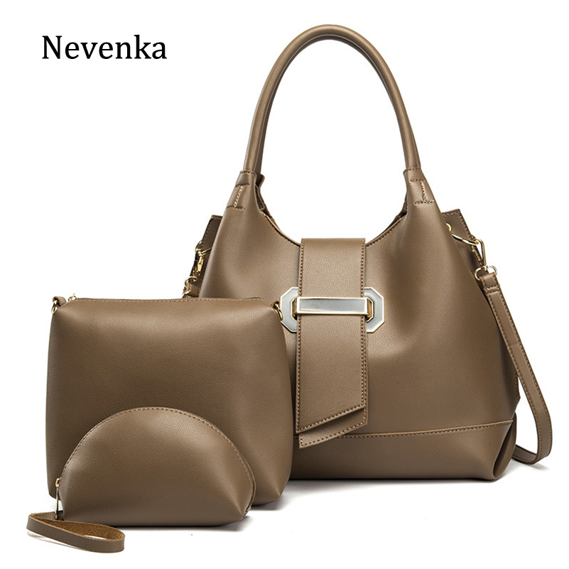 Nevenka dametaske stor kapacitet kvindelig pu læder håndtaske luksus håndtasker plaid dame tasker sæt 3 stk tasker