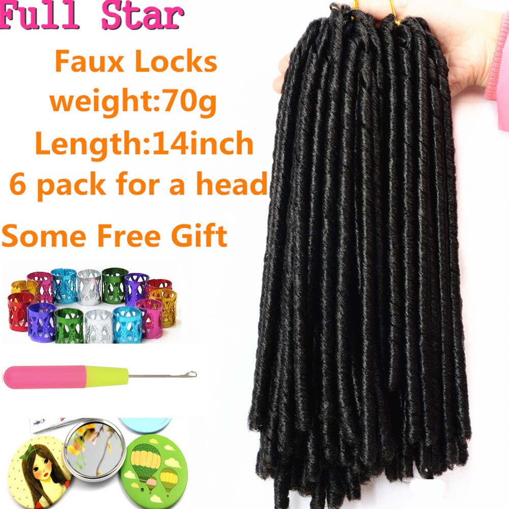 Soft Faux Locs Synthetic Hair 14&quot; 70g Jamaican Crochet Braids hair Full Star Brown Ombre Black Bug for Women Hair Extensions