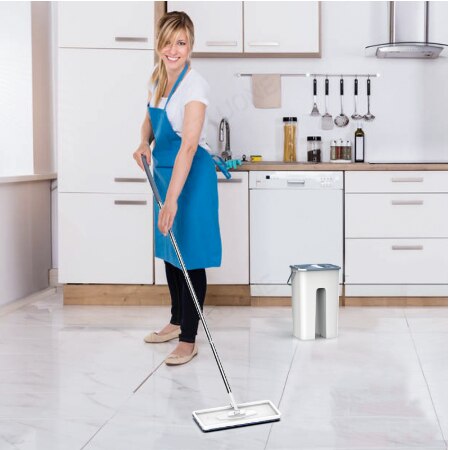 Flat squeeze mop and bucket, self-wringing, hands-free mop, microfiber mops, floor cleaning tools, wet/dry for hardwood, laminate, and tiles