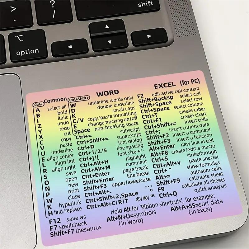 Windows + Word/Excel Quick Reference Guide Keyboard Shortcut Stickers, Laptop Keyboard Shortcuts Stickerss No-Residue Vinyl
