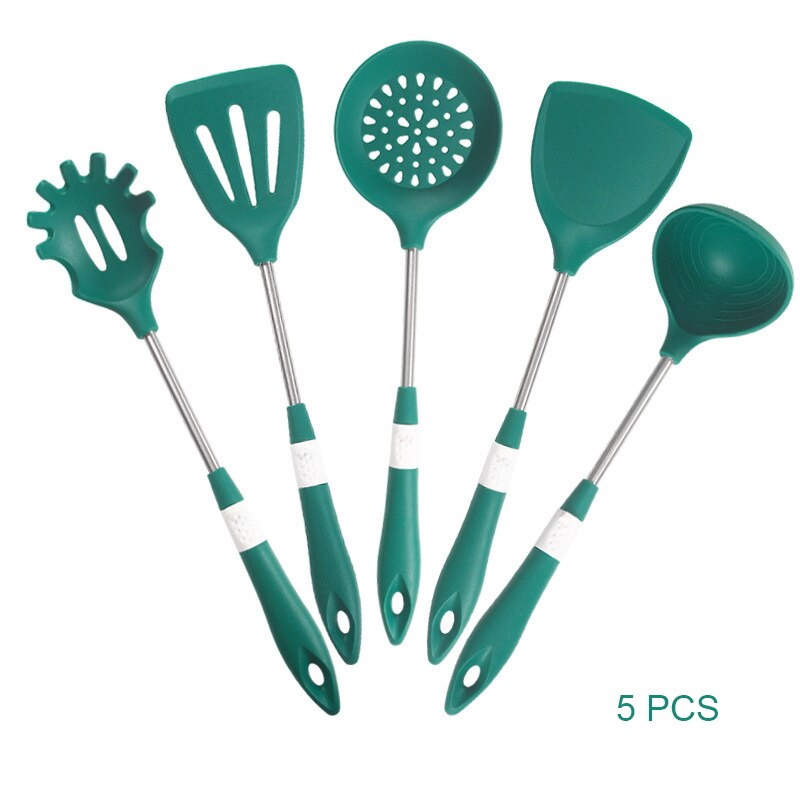Silicone Spatula Set Cooking Utensil Heat-Resistant Stainless Steel Core Eggs Pancakes Non-stick Cookware Kitchen Gadget: 5 PCS