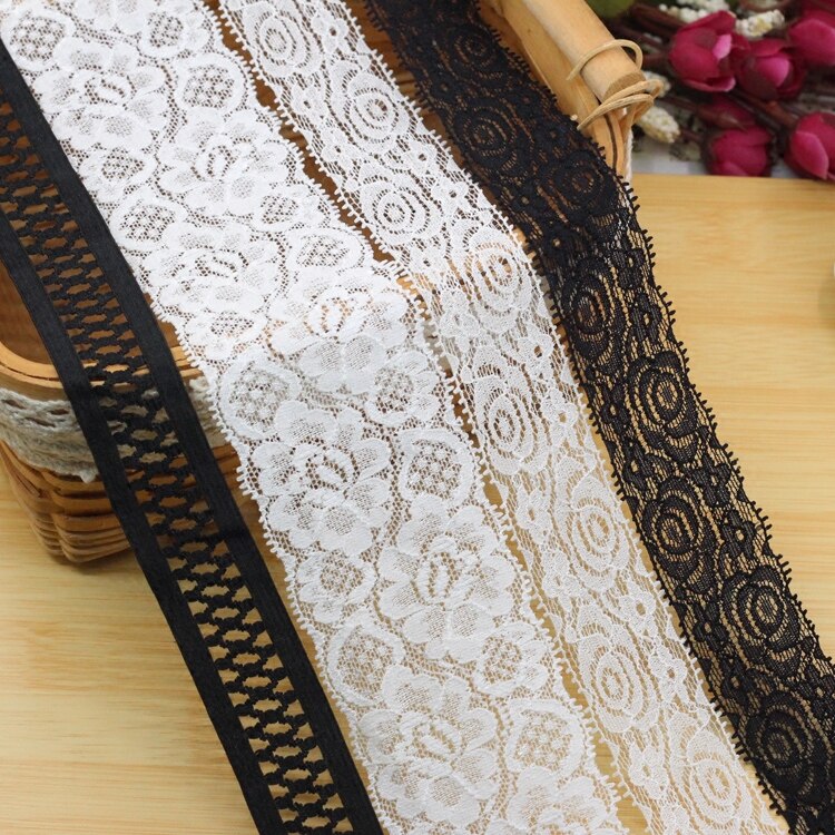 Elastic Bands More Floral Edge 1 meters/lot Stretch Trim Lace Ribbon Trimming Home Clothing Embroidered Craft Ornaments
