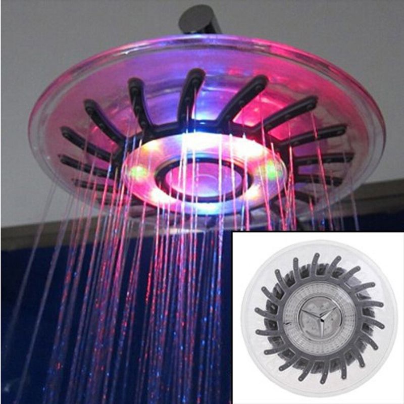 8" Bathroom 7 Colors Automatic LED Light Changing Round Top Shower Head Bath Rainfall l29k