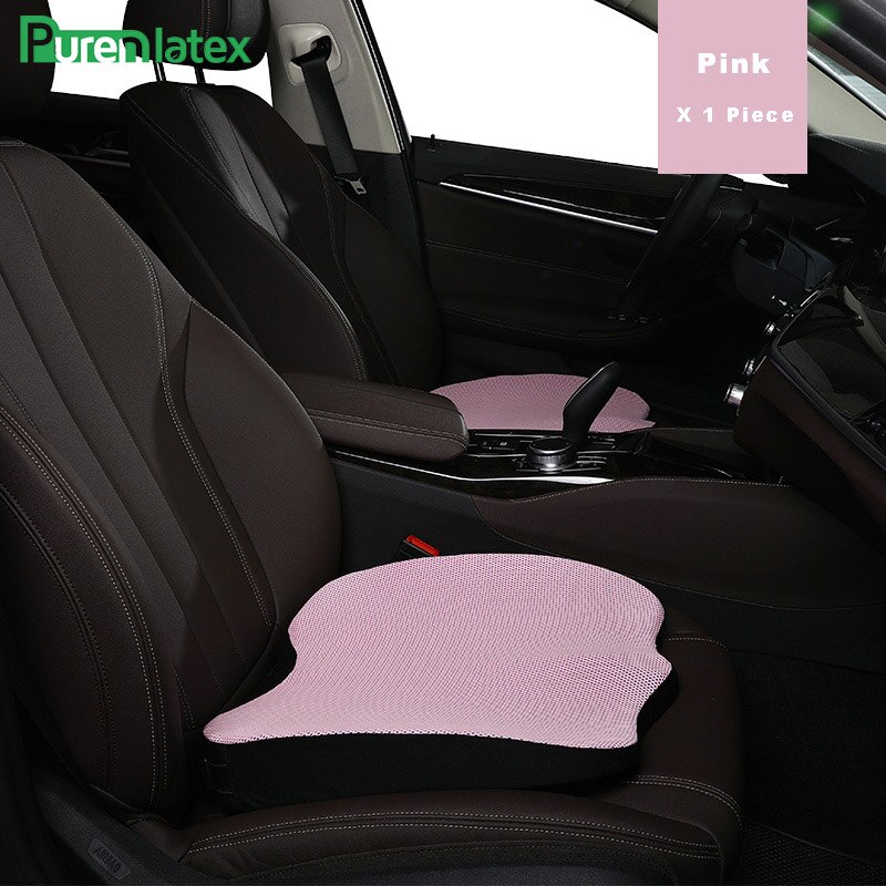 Purenlatex memory foam hovedpude sæde rygpude beskytter nakke cervikal halebenet pude til iskias og rygsmerter: Lyserød pude