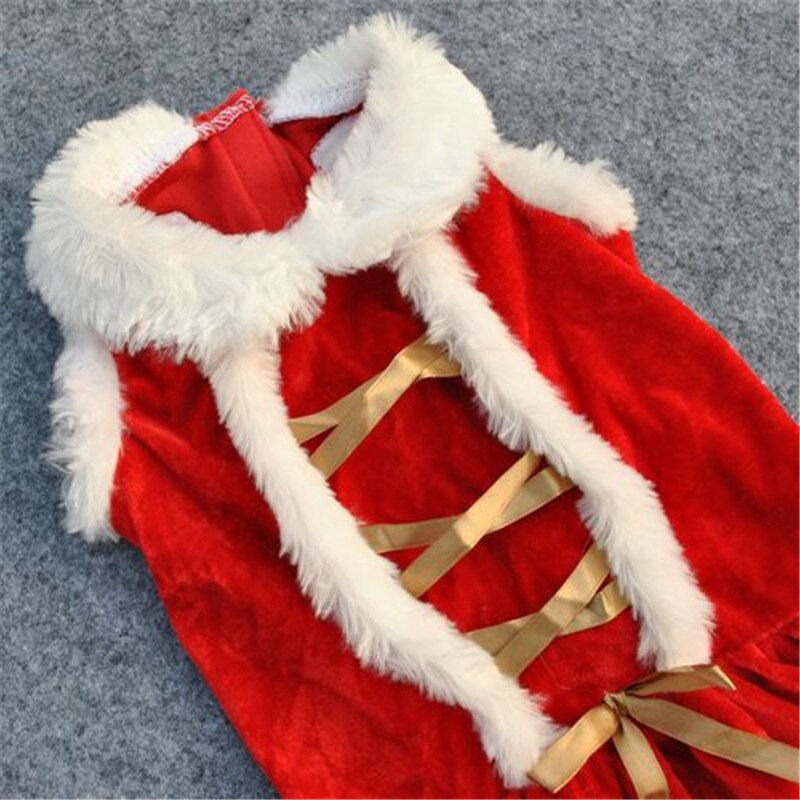 Kæledyr hvalp rød juletøj kjole tøj santa doggy kostumer tøj varm kæledyr tøj vinter efterår kostume pige hundetøj