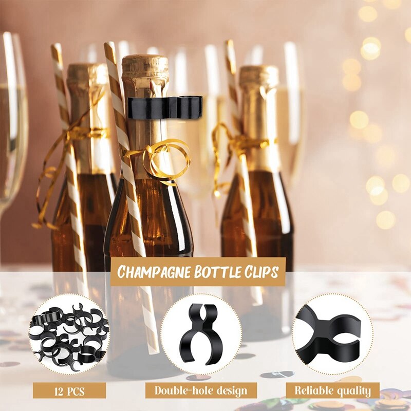 18Pcs Champagne Fles Glitter Enkele Houder Veiligheid Clips Fles Clips Voor Kaars Kerstmis Partijen Huwelijksceremonie