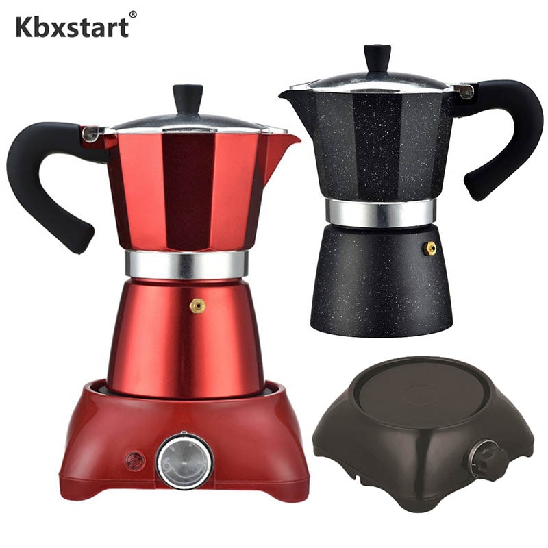 240ml Coffee Maker Aluminum Coffee Machine Electric Heater Stove Coffee Pot Stainless Steel Mocha Pot Stovetop Espresso Kettle