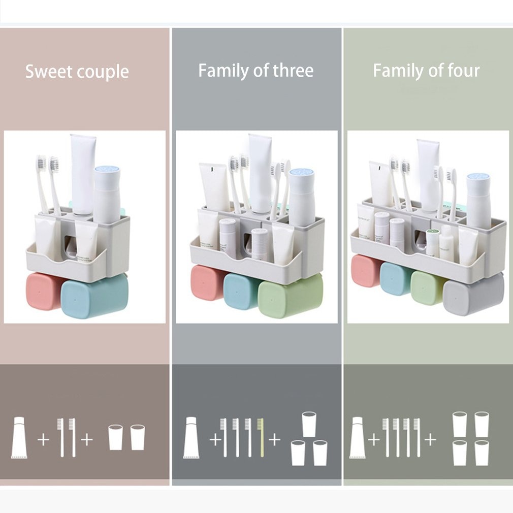 Suction Wall Toothbrush Holder Automatic Squeeze Toothpaste Dispenser Toothbrush Toothpaste Cup Bathroom Tools