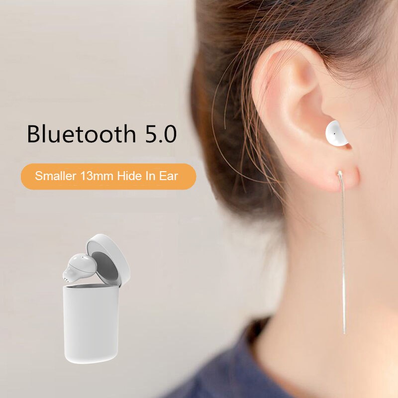 Onzichtbare draadloze oordopjes, bluetooth-hoofdtelefoons, oordopjes met één oor, sportheadsets, waterdicht met microfoon, voor meisjes, bestuurders, vrouwen