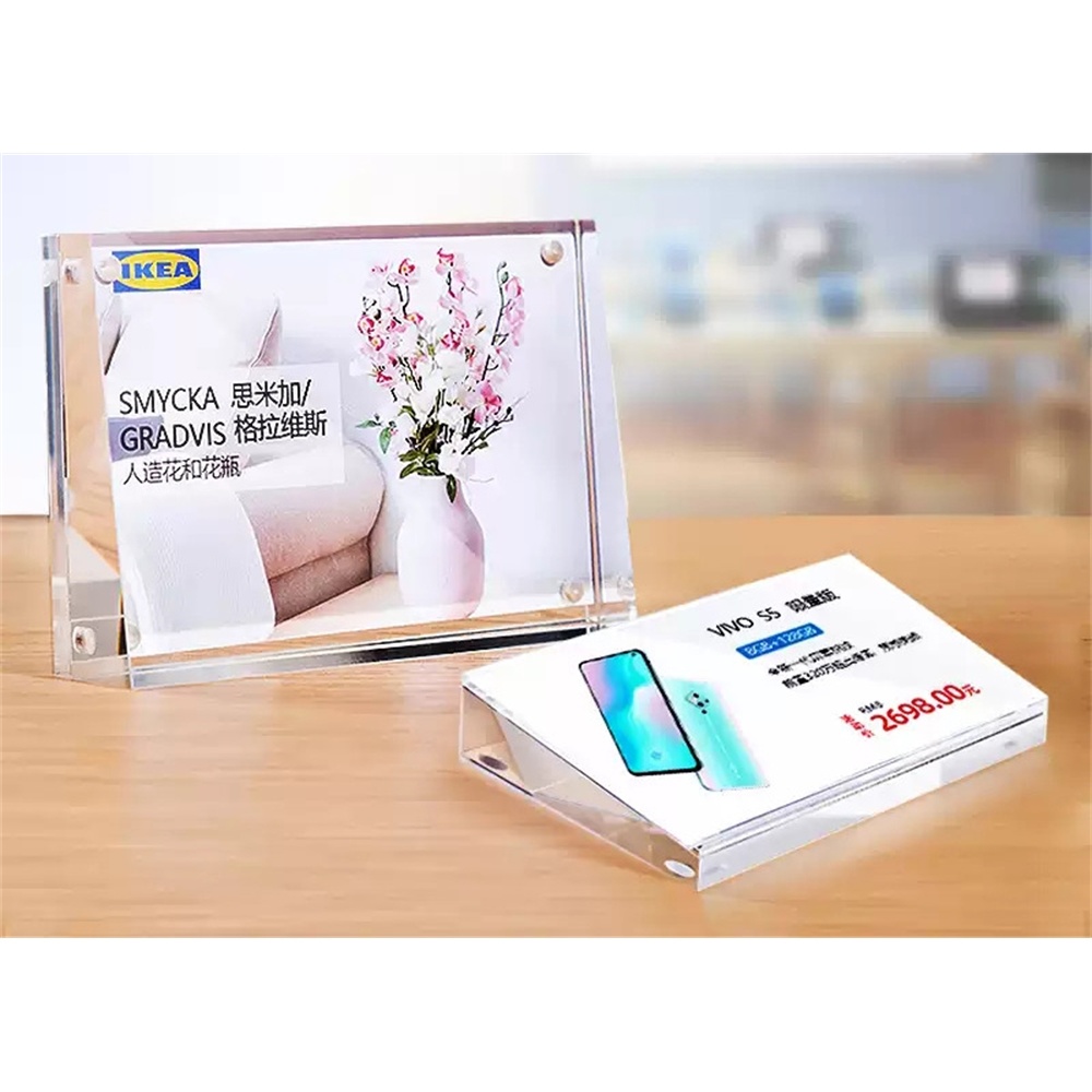 100*100mm Acylic Magnetic Sign Holder Frame Stand Display Table Stand Menu Holder