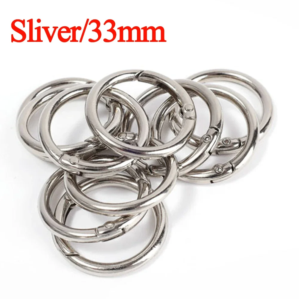10/50pcs Metal O Ring Spring Clasps for DIY Jewelry Openable Round Carabiner Keychain Bag Clips Hook Dog Chain Buckles Connector: 3/8" / Chocolate