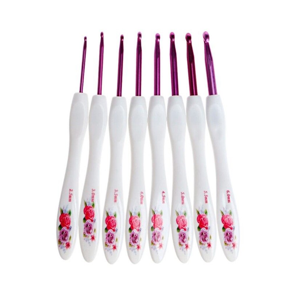 8pcs Crochet Hook 2.5/3.0/3.5/4.0/4.5/5.0/5.5/6.0mm Aluminium + Plastic Crochet Hooks Needles Knit Weave Craft Yarn Sewing Tools