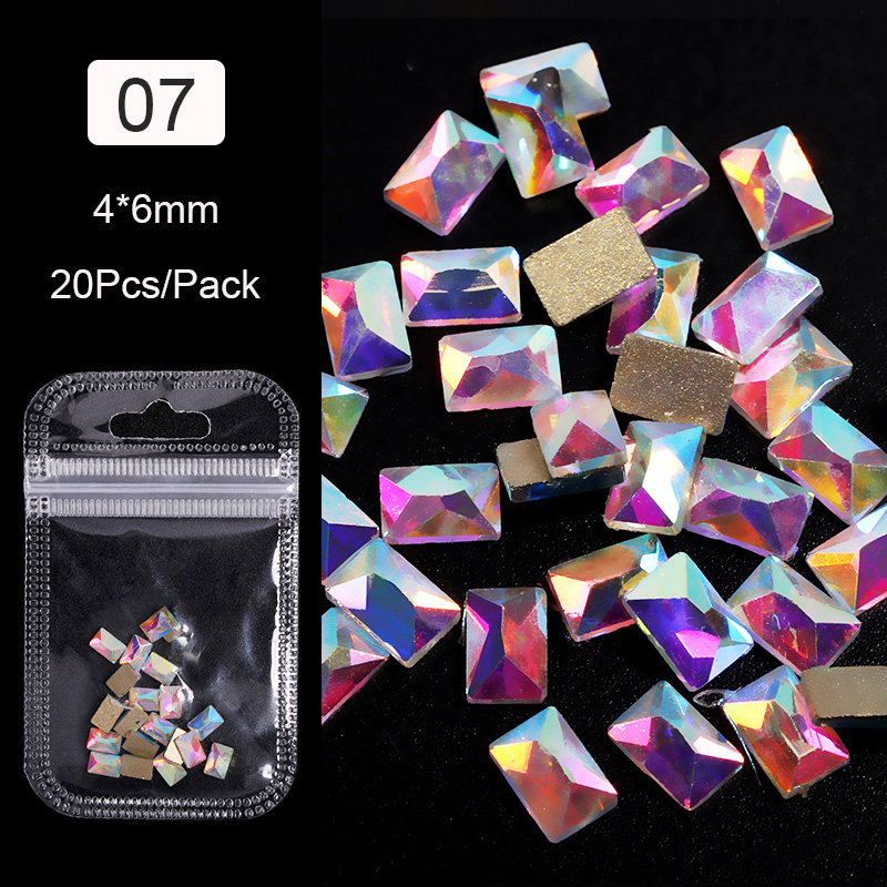 100PCS/Bag Crystals Clear Sharp Flat Back AB Glass Rhinestones Glittering Rhinestone Nails Art Decoration DIY Accessories: 23