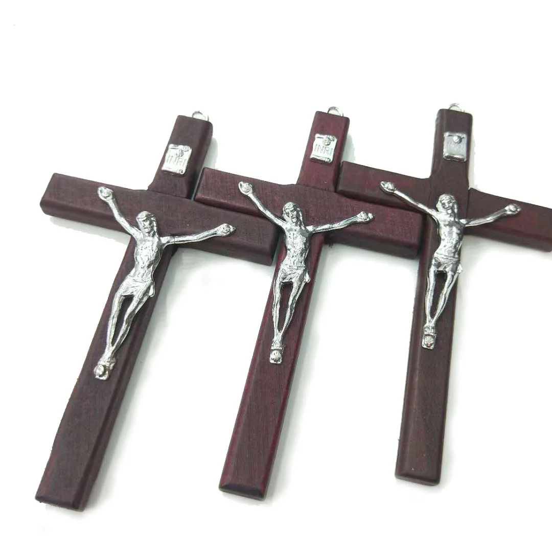 Träkors zinklegering jesus katolsk kyrka ornament väggmonterad es kristen minneshalsband hänge
