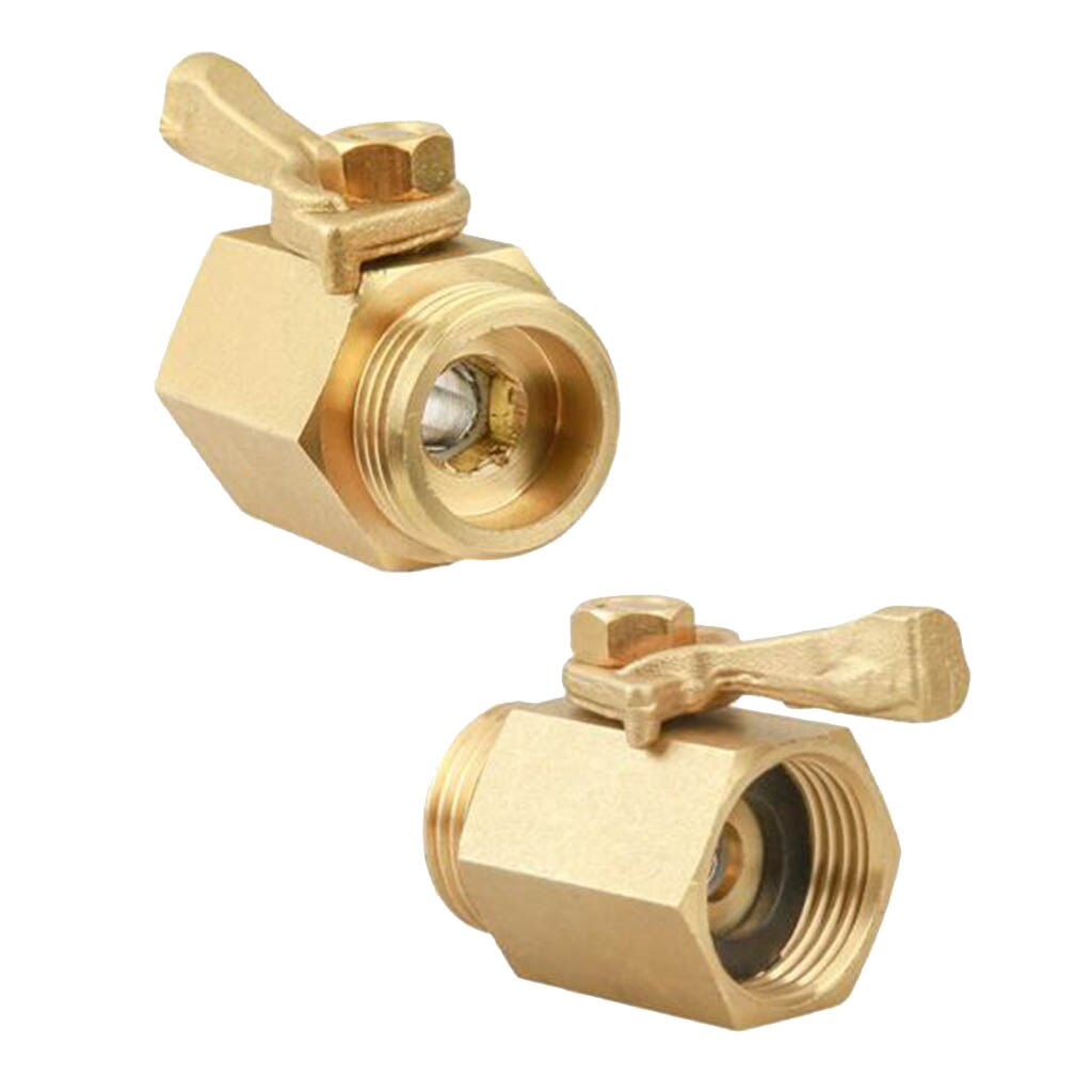 2pcs Heavy Duty 3/4" Thread Brass Shut Off Valve with Garden Hose Connector