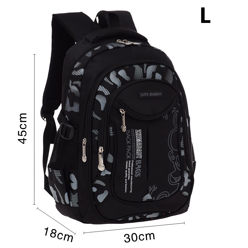 Mjzkxqz Waterproof Children School Bags Backpacks For Teenagers Boys Kids Primary School Sac Plecak Dla Dzieci Mochila: L Black