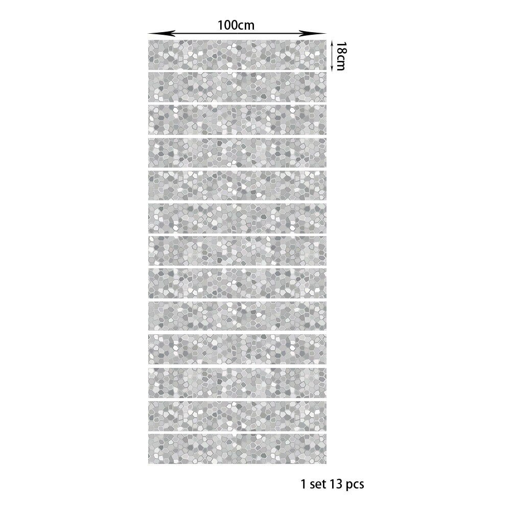 Juego de 13 unidades de pegatinas para escaleras de mosaico de Pvc blanco y gris, decoración para el hogar Diy, adhesivos creativos para azulejo de pared impermeable, pegatinas para escalones: Default Title