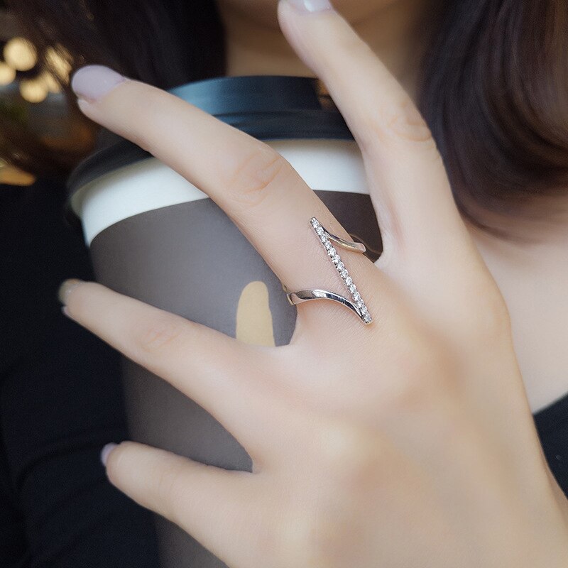 Sølv farve asymmetrisk guld farve lille finger ring simple v form ringe til kvinder minimalisme kvindelige bryllup smykker