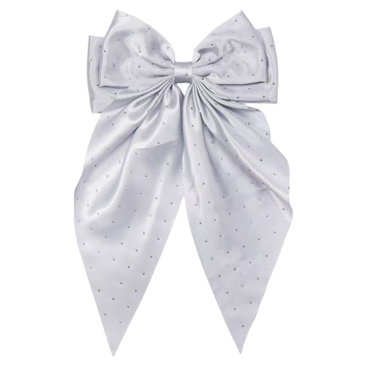 Horquilla con lazo para niña, pasador de cinta de gasa, accesorios para el cabello a la , tocado con Clip de primavera para mujer con lazo en la espalda: Gris