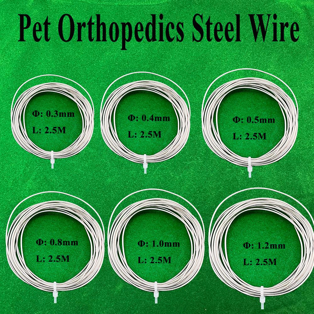2.5mm Pet Dog Cat Canine Feline Orthopedic Steel Wire Tie Bone Screw Plate Winding Bundled Animal Internal Fixation Supplies