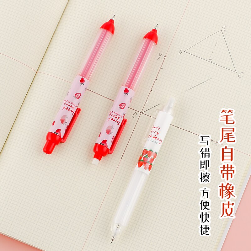 Mechanical Pencil Strawberry Limited 0.5/0.7mm Pressing Pen Girl Heart Cute Pressing Pen Pencil Work