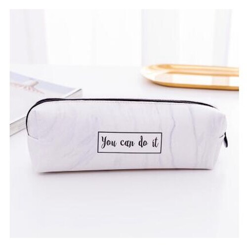 Leuke Etui Marmer Patroon Lederen Pen Tas Potlood Doos Potlood Tas Briefpapier Pouch Office School Supply: A