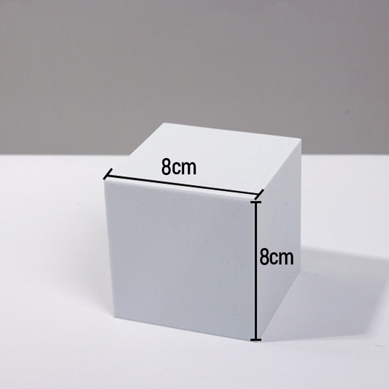Tabletop Photography Background Props Hard Foam Waterproof Geometric Cube Stereo Shooting Props Solid Color for Jewelry Cosmetic: White 8x8x8cm