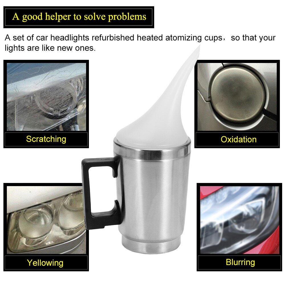 2 Cover Car Headlight Refurbished Atomizing Cup Car Headlight Lens Restoration Kit Polishing Tool Restorer System Polishing Tool