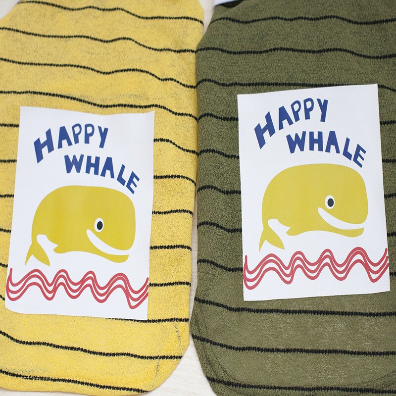 Dolphin Print Dog Clothes T-shirt Stripe Dogs Clothing for Pet Costume Cartoon Spring Summer Chihuahua Ropa Para Perro