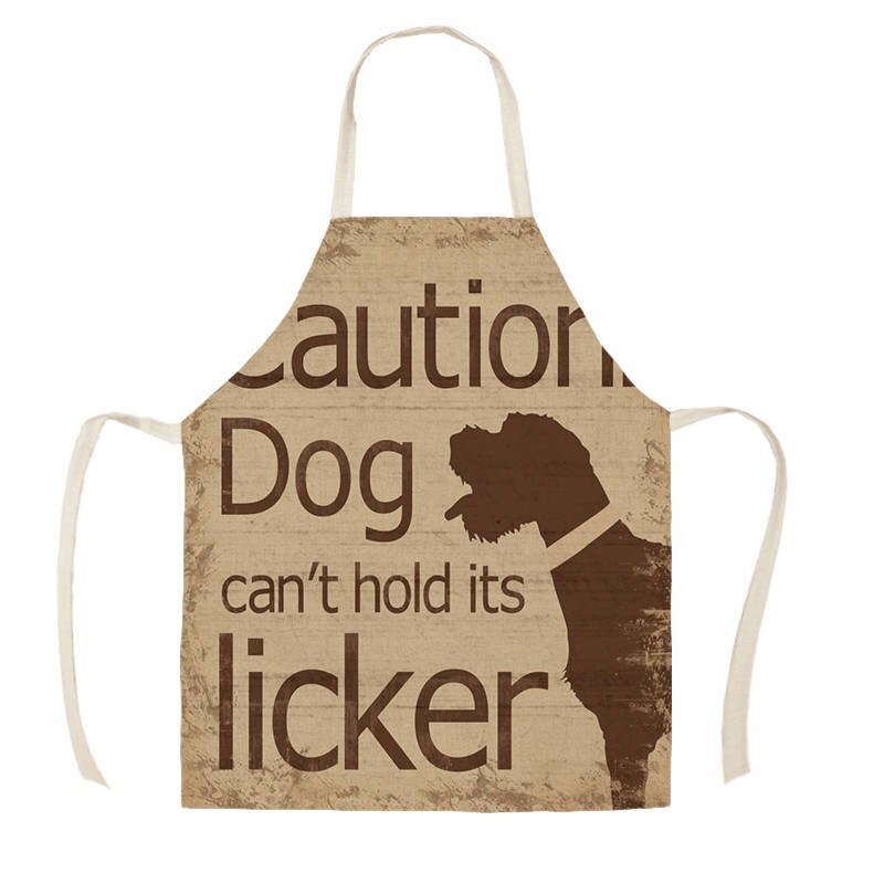 1 st köksförkläde hundbokstäver hem hundtryckta linneförkläden för män kvinnor städverktyg för hem  wq016: Wq01604 / 38 x 47cm barnstorlek