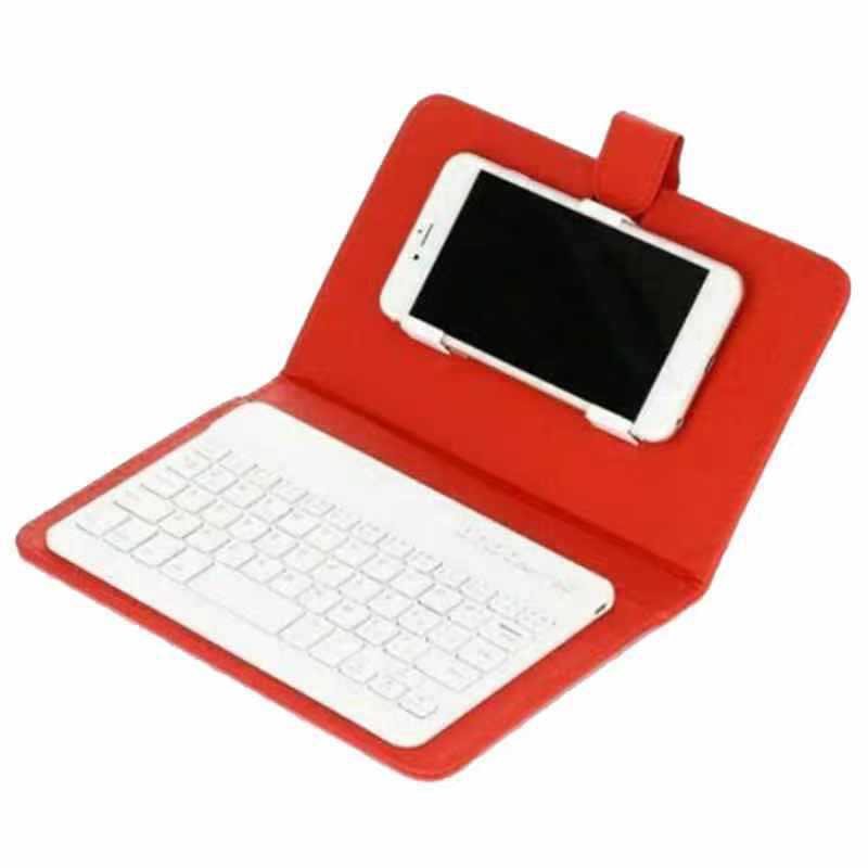 XX9A Draadloze Bluetooth-Compatibel Toetsenbord Met Portfolio Flip Leather Case Cover Voor 4.5 &#39;&#39;-6.8&#39;&#39; Telefoons: Red