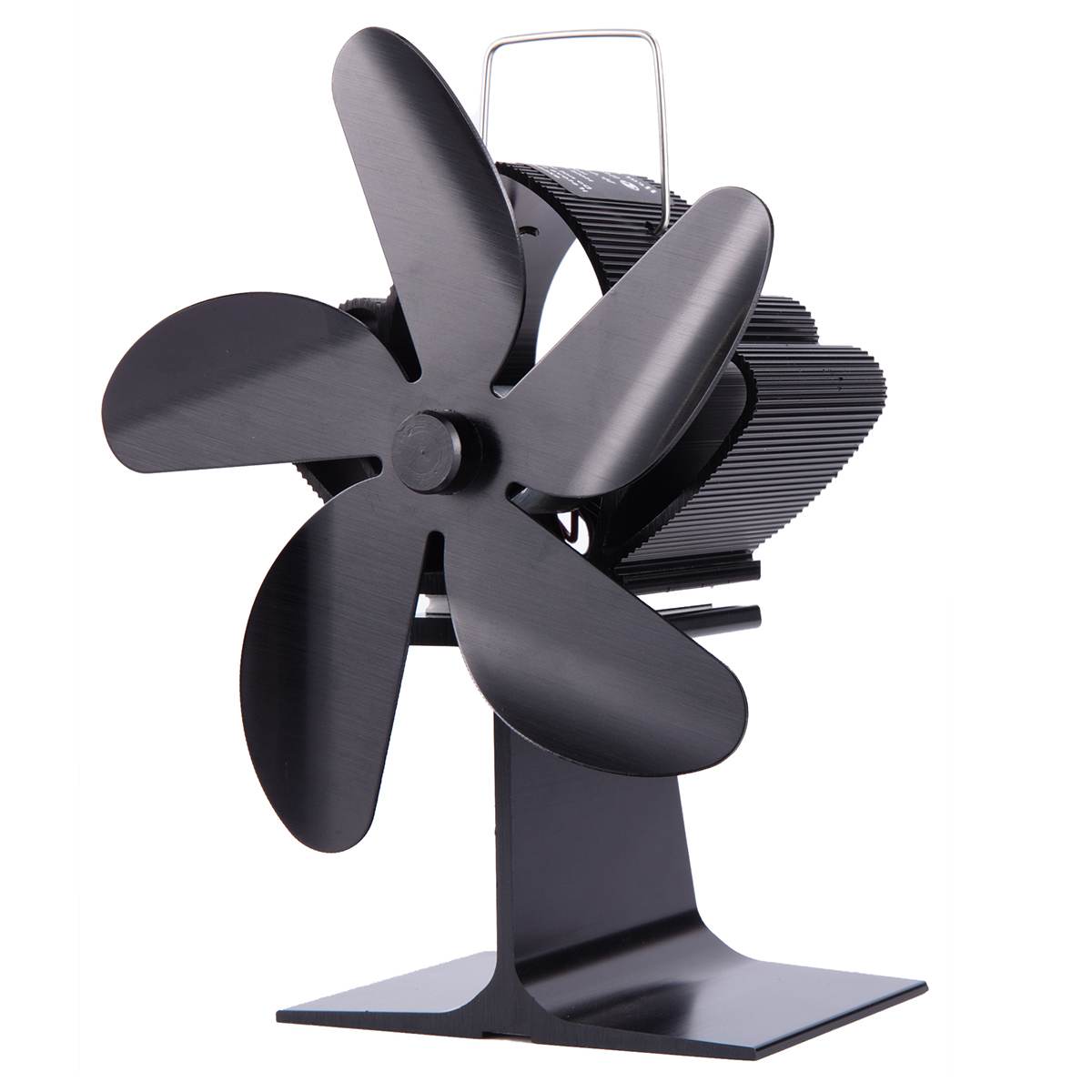 Black Fireplace 5 Blade Heat Powered Stove Fan komin Log Wood Burner Eco Friendly Quiet Fan Home Efficient Heat Distribution: Black