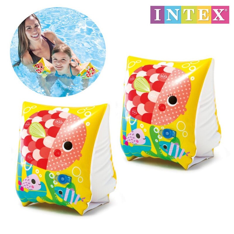 INTEX-manguitos para nadar para niños, mangas largas de seda blanca, equipo de natación, manga flotante, 3 a 6 años, 58652