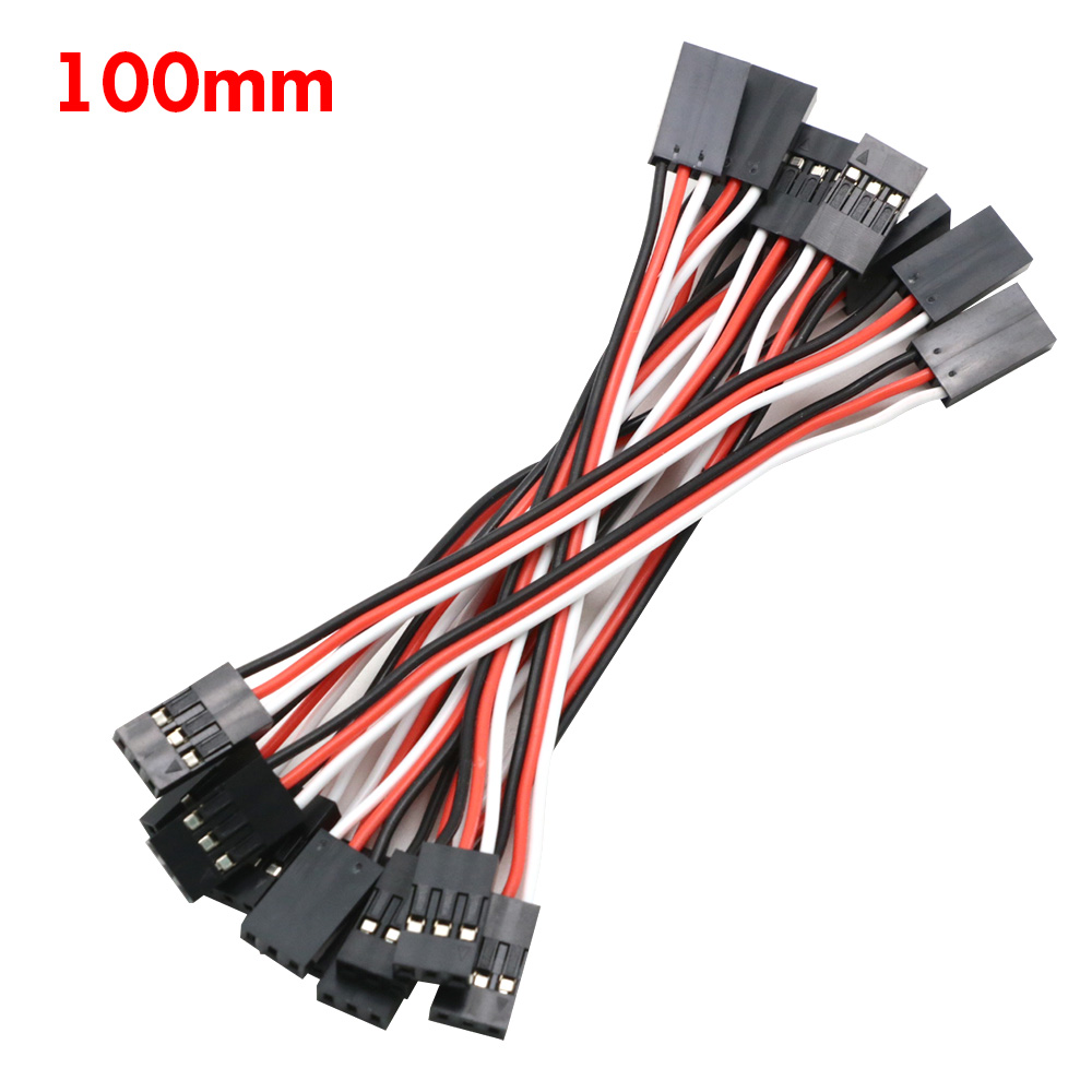 10pcs 100mm 150MM 200MM 300MM 500MM Servo extension cord Male to Male for JR Plug Servo Extension Lead Wire Cable 10cm: WHITE