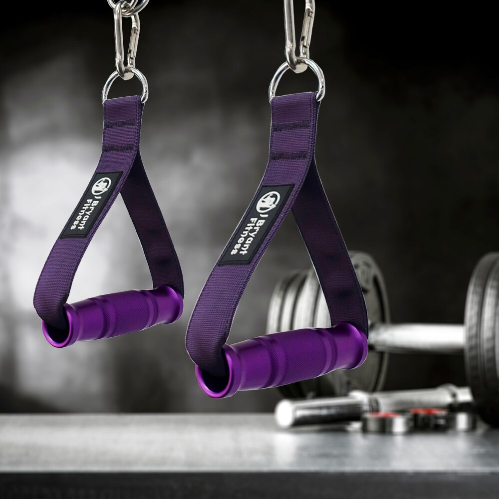 1 paio di maniglie da palestra in metallo viola per Fitness per impieghi gravosi per accessori per fasce di resistenza per accessori per cavi a doppia cinghia
