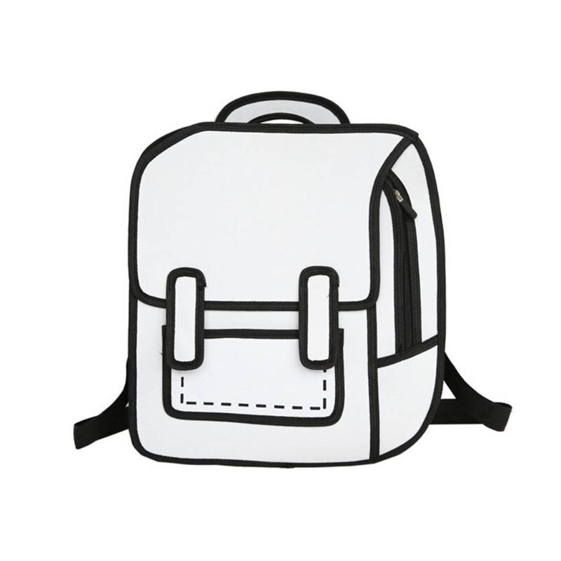 Kreative Frauen 2D Zeichnung Rucksack Cartoon Schule Tasche Comic Bookbag für Teenager Mädchen Daypack Reise Rucksack: -W