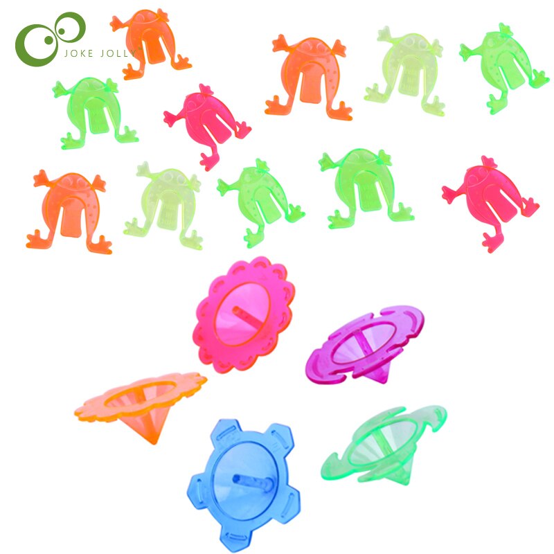 50 Stks/partij Klassieke Plastic Springen Kikker Gyro Speelgoed Gekleurde Kleine Top Family Fun Kleine Speelgoed Kinderen Nostalgische Kerstcadeaus yjn